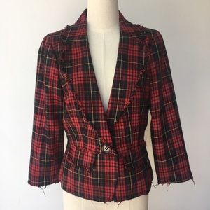 Vintage 1990’s plaid crop sleeve jacket lined S